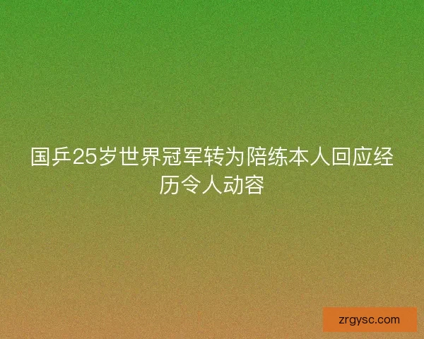 国乒25岁世界冠军转为陪练本人回应经历令人动容